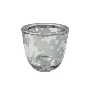 Partylite Sakura Votive Holder Frosted‎ Glass Floral Design